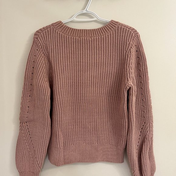 H&M Women's Chunky Heavy Duty Cotton Knit Sweater (Pink) - Size M (also fits S) - Picture 2 of 3